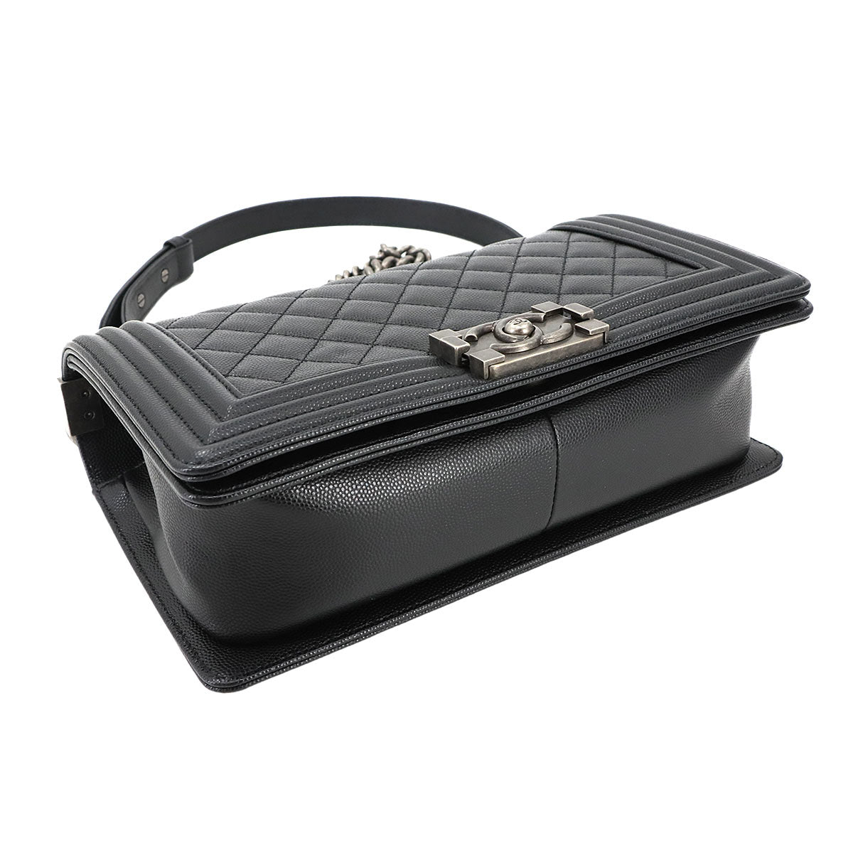 BOY CHANEL Chain Shoulder Bag Leather Black A67086 Purse