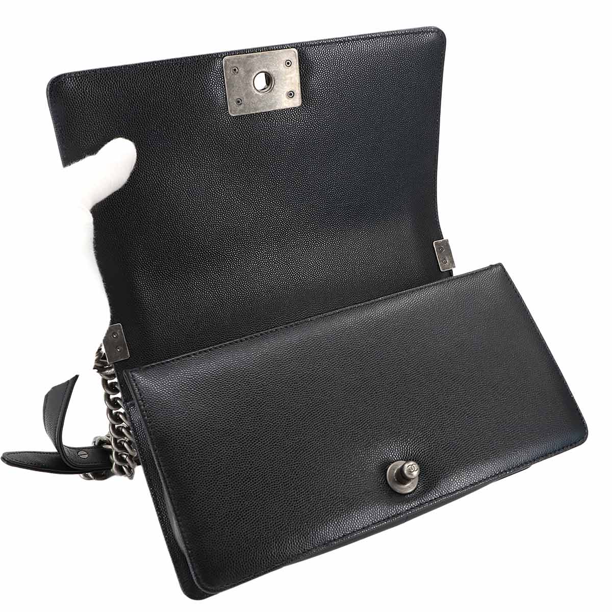 BOY CHANEL Chain Shoulder Bag Leather Black A67086 Purse