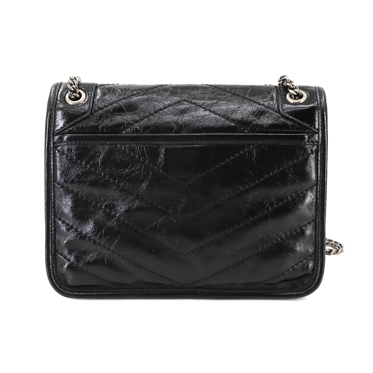 Niki Baby Chain Shoulder Bag Leather Noir 633160