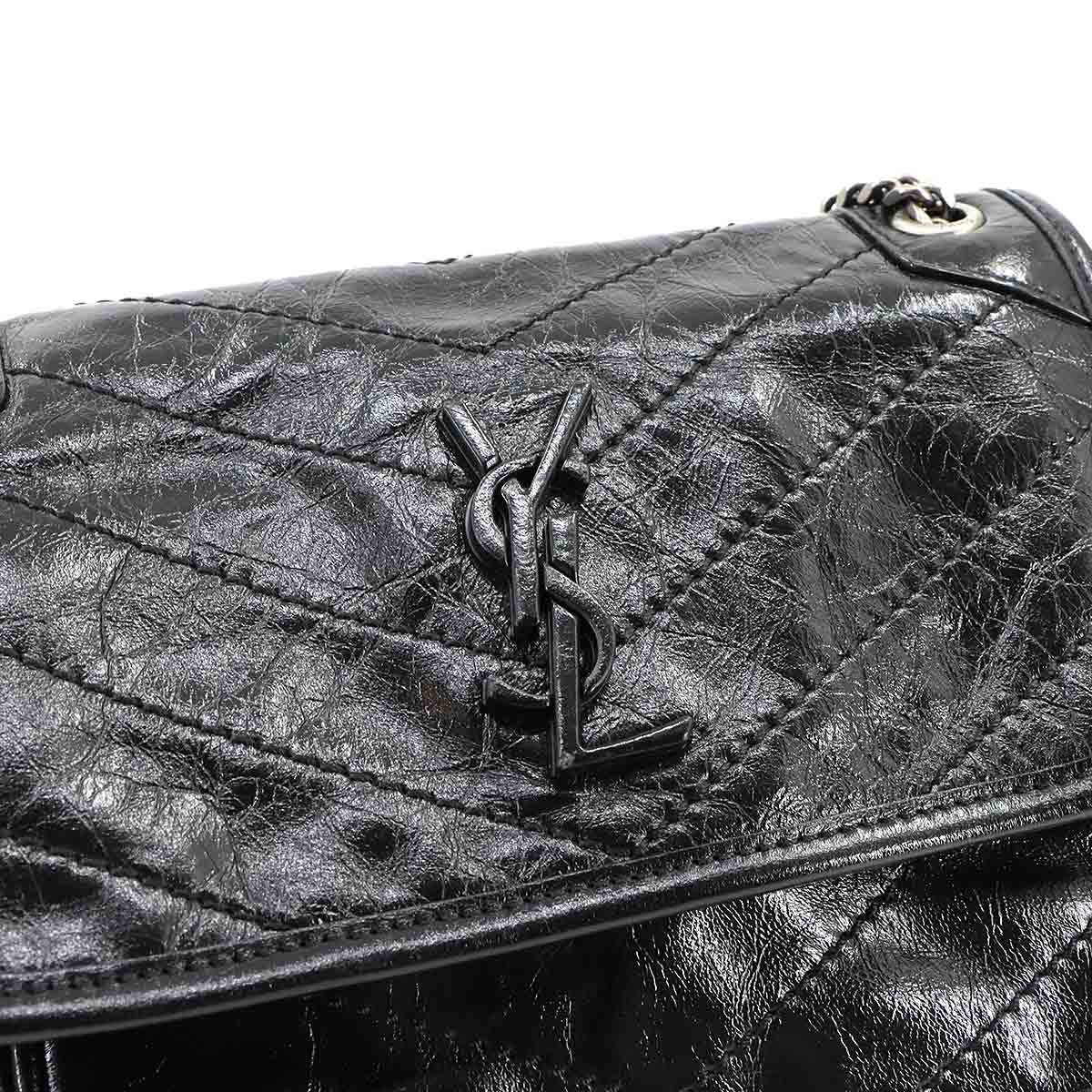 Niki Baby Chain Shoulder Bag Leather Noir 633160