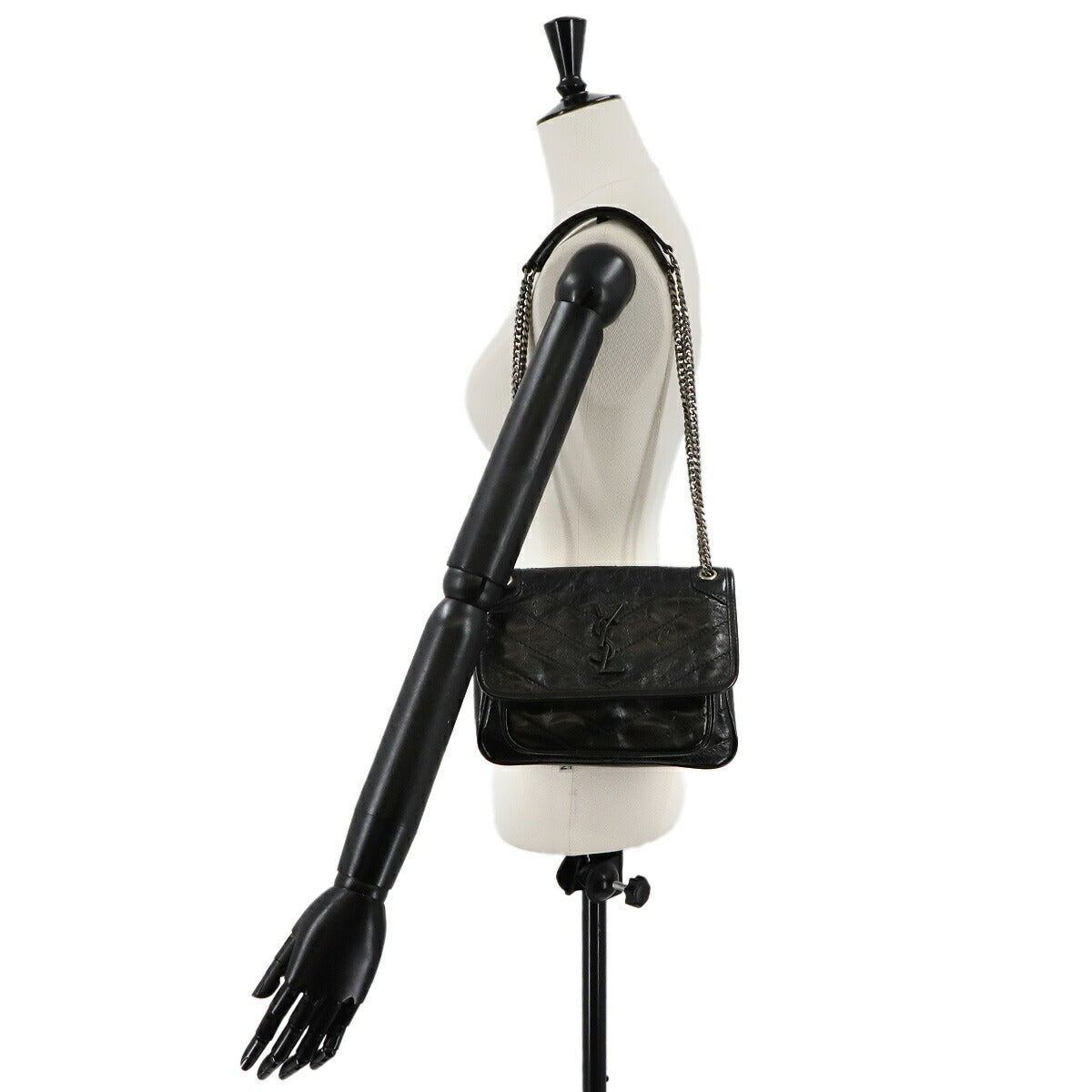 Niki Baby Chain Shoulder Bag Leather Noir 633160