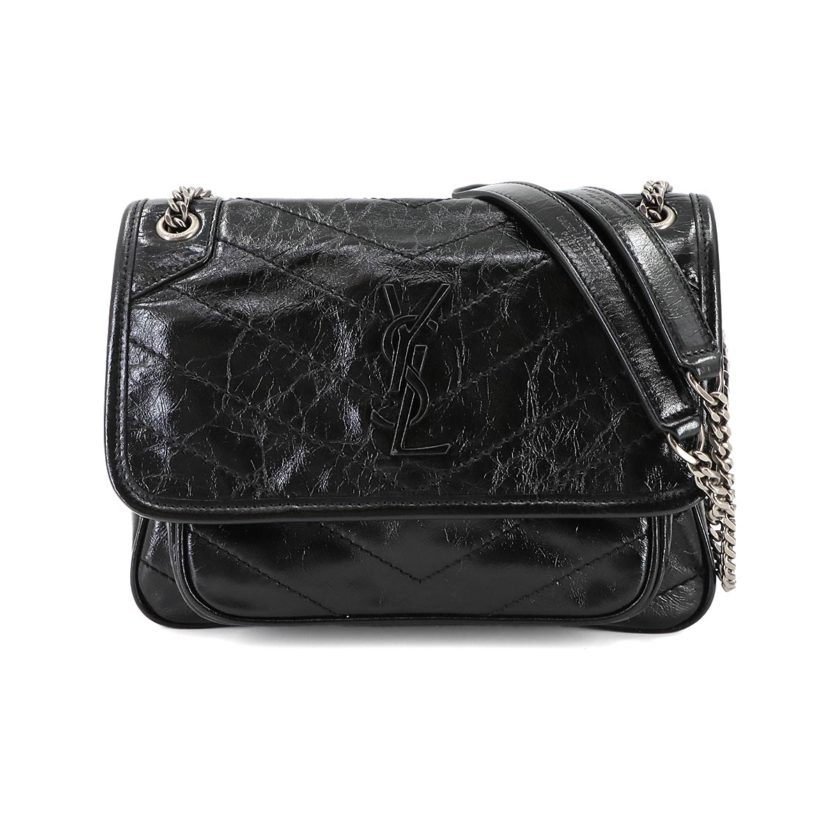 Niki Baby Chain Shoulder Bag Leather Noir 633160