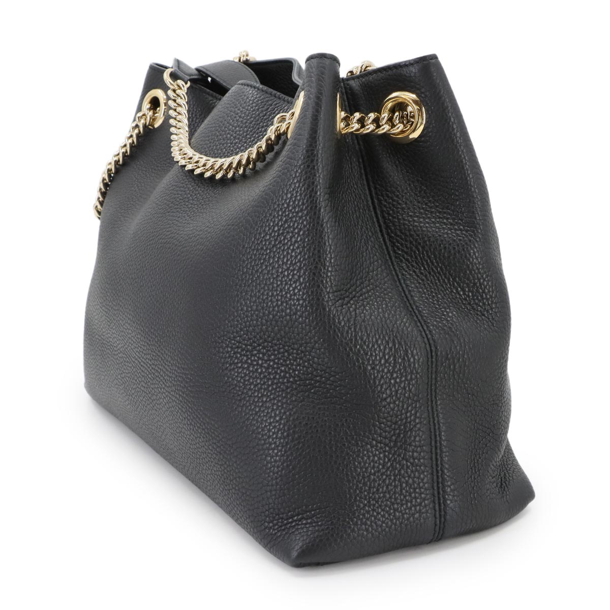 Interlocking G Soho Chain Tote Bag Leather Black 536196 Purse