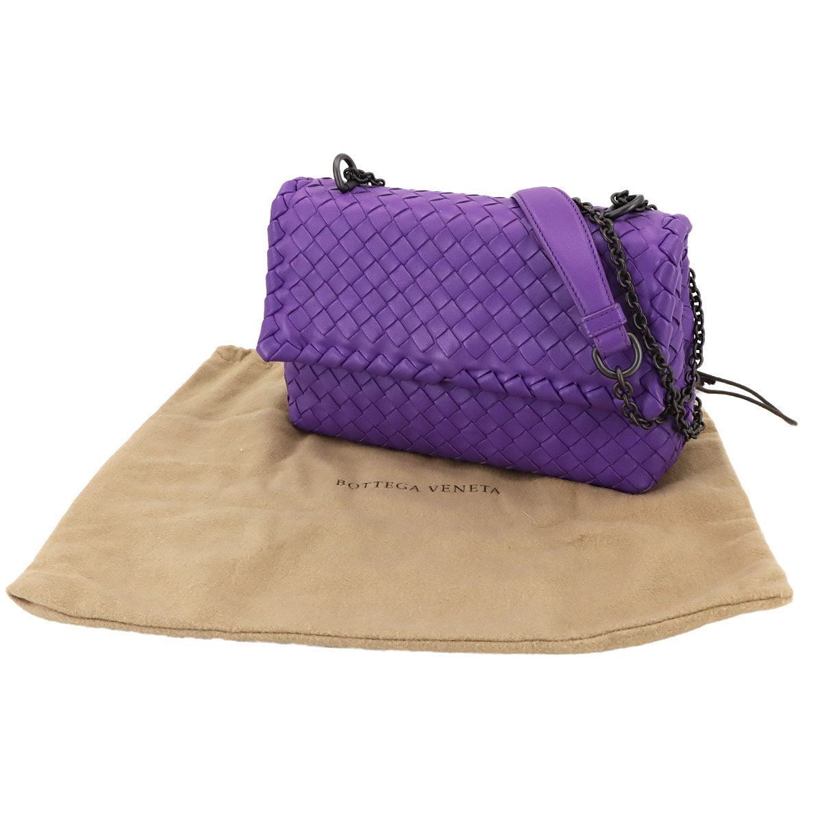Intrecciato Chain Shoulder Bag Leather Purple