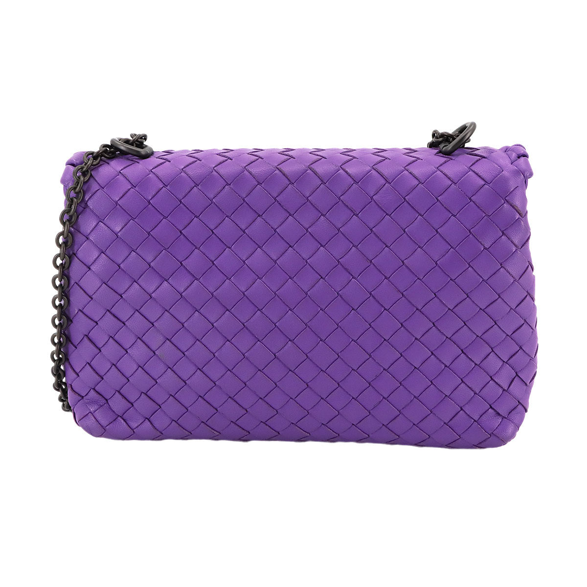 Intrecciato Chain Shoulder Bag Leather Purple