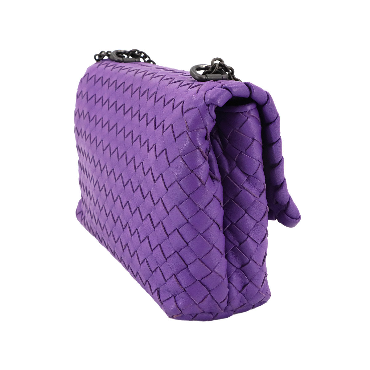 Intrecciato Chain Shoulder Bag Leather Purple