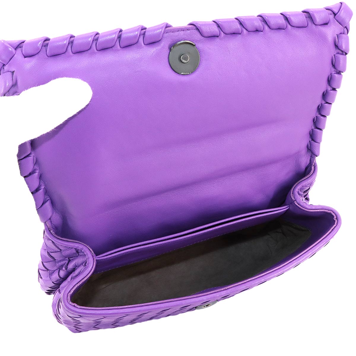 Intrecciato Chain Shoulder Bag Leather Purple