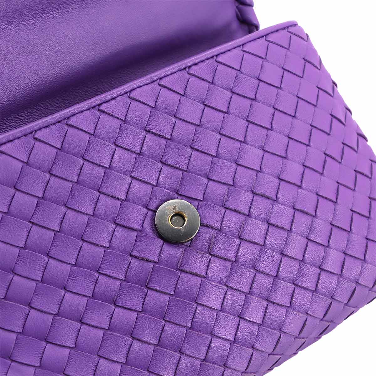 Intrecciato Chain Shoulder Bag Leather Purple