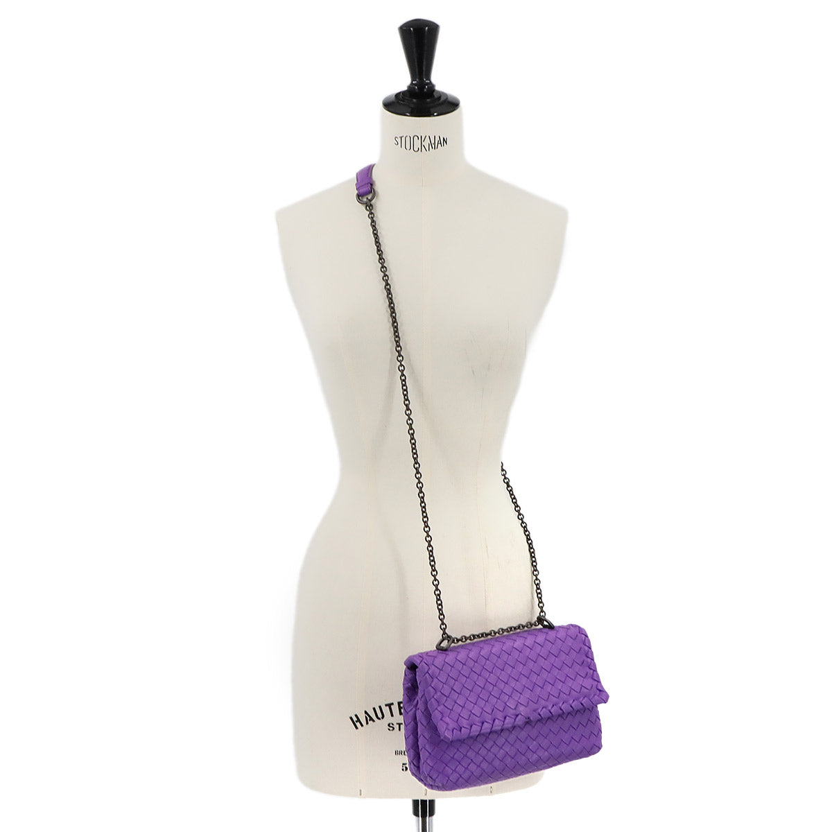 Intrecciato Chain Shoulder Bag Leather Purple