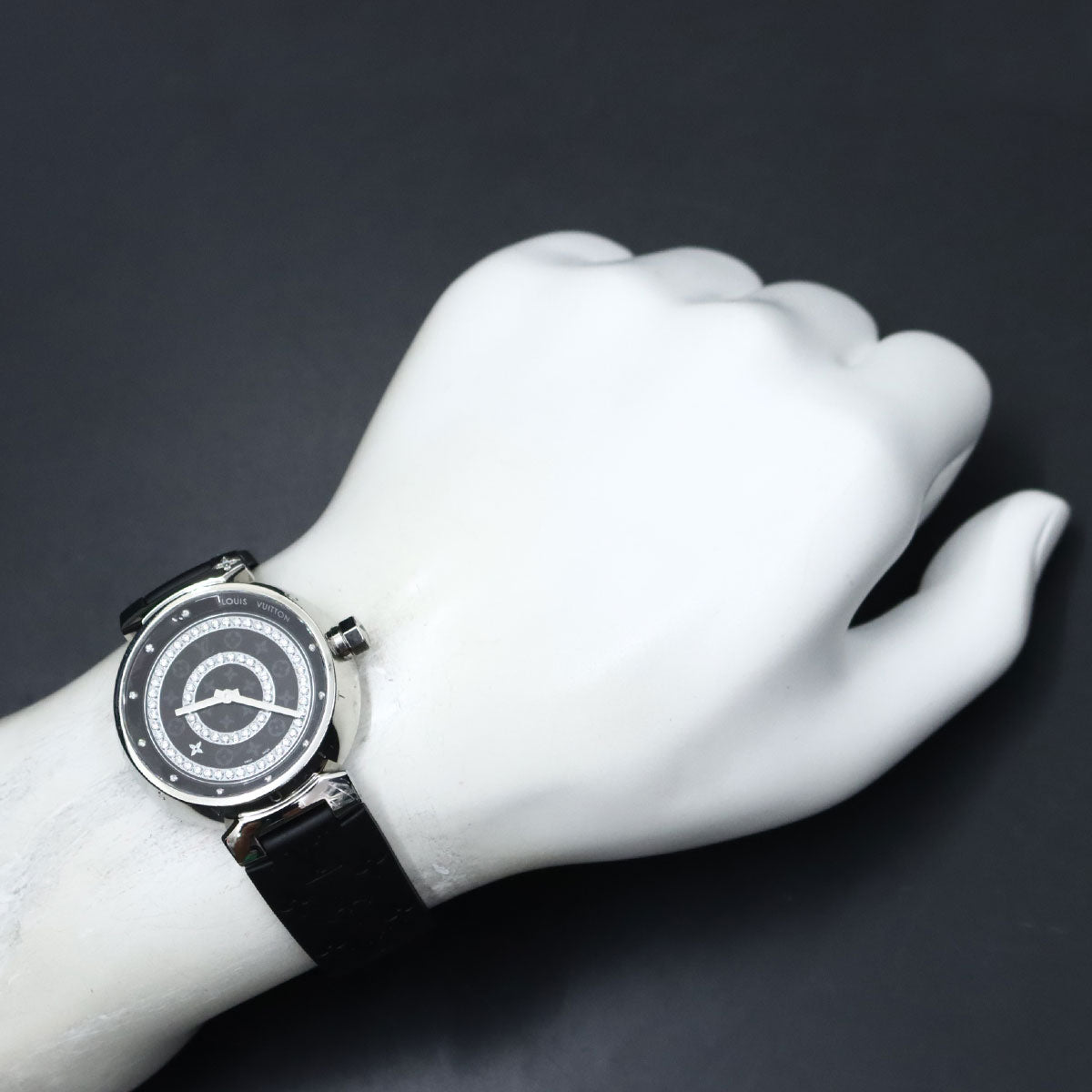 Tambour Diamon GM Q111C Diamond Amarante Black Dial