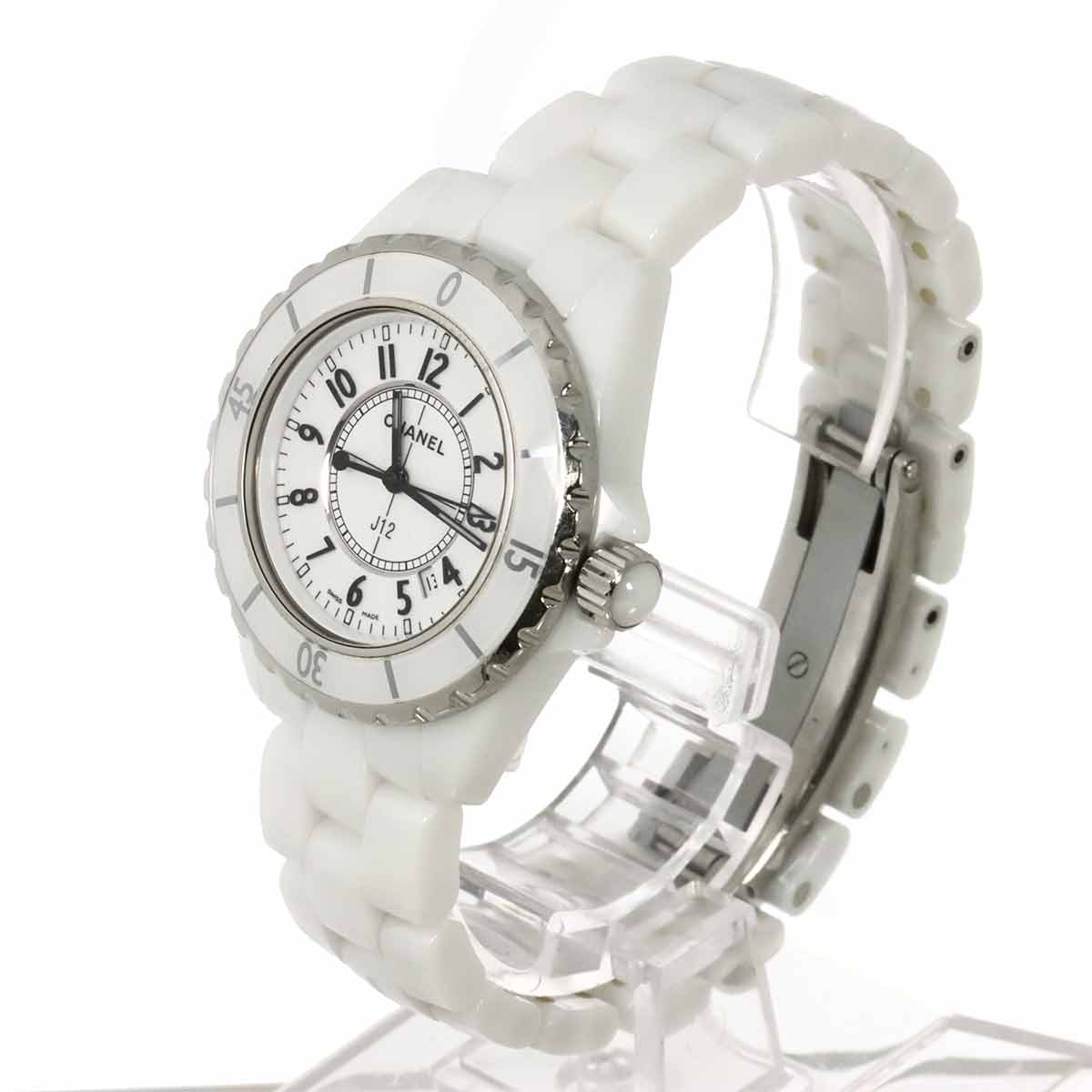 J12 33mm H0968 Date Ceramic Quartz White Dial Ladies Watch