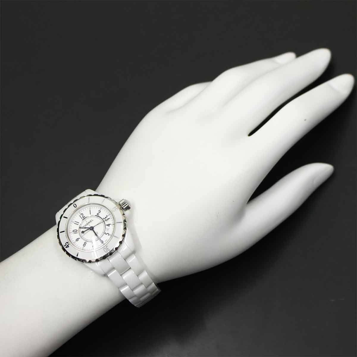 J12 33mm H0968 Date Ceramic Quartz White Dial Ladies Watch