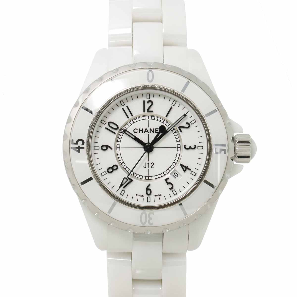 J12 33mm H0968 Date Ceramic Quartz White Dial Ladies Watch