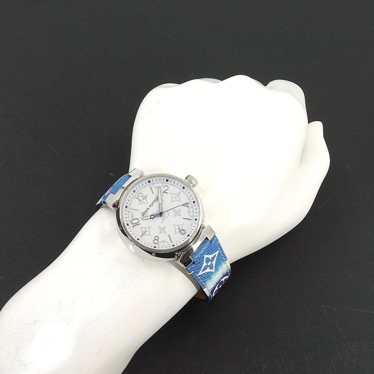 Tambour GM QA114 Quartz Monogram White Dial Mens