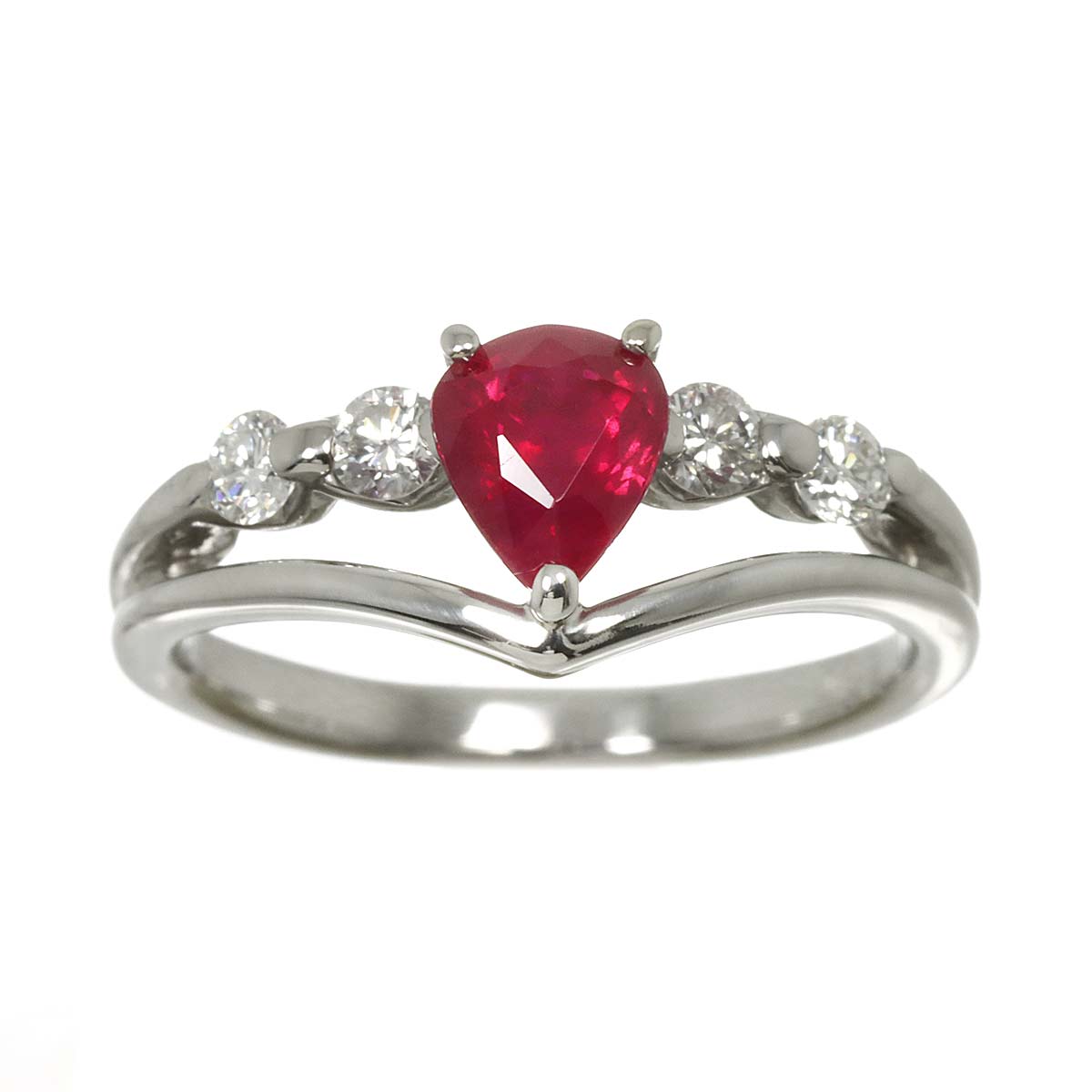 Ruby 0.99ct Diamond 0.26ct Ring Pt Platinum size5.25-5.5(US)