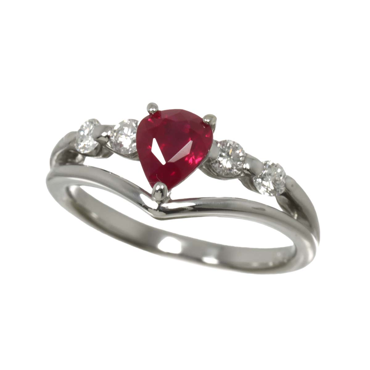 Ruby 0.99ct Diamond 0.26ct Ring Pt Platinum size5.25-5.5(US)