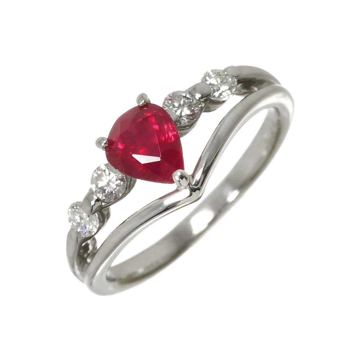Ruby 0.99ct Diamond 0.26ct Ring Pt Platinum size5.25-5.5(US)