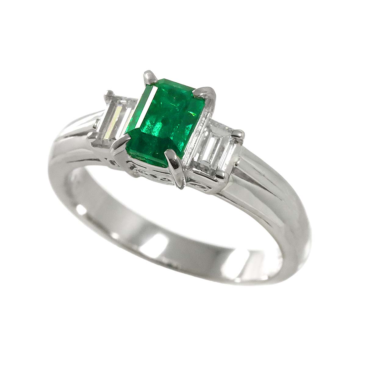 Emerald 0.80ct Diamond 0.37ct Ring Pt Platinum Size6-6.25(US)