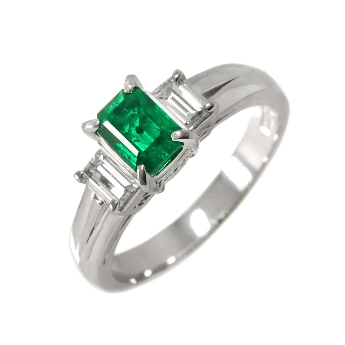 Emerald 0.80ct Diamond 0.37ct Ring Pt Platinum Size6-6.25(US)