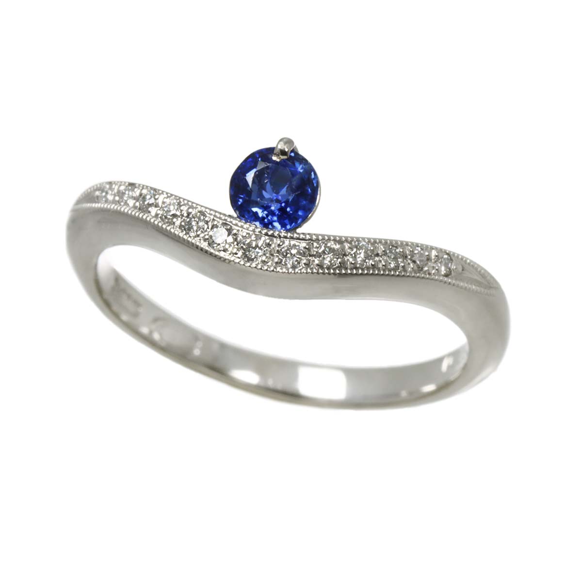 Sapphire Diamond 0.09ct Ring Pt Platinum size6(US)