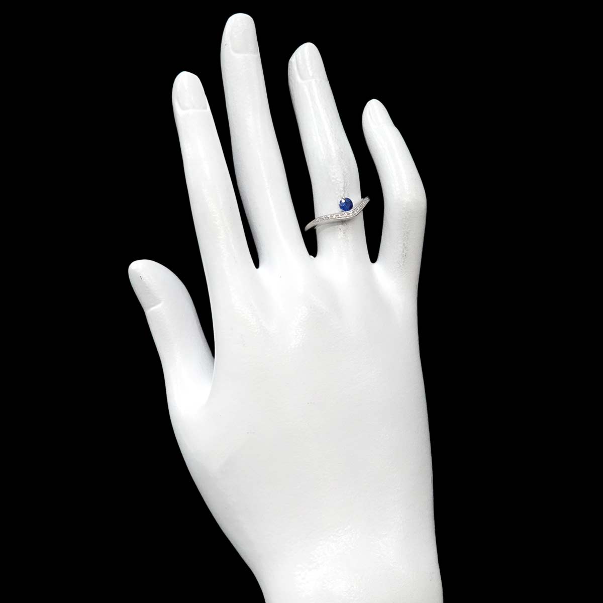Sapphire Diamond 0.09ct Ring Pt Platinum size6(US)