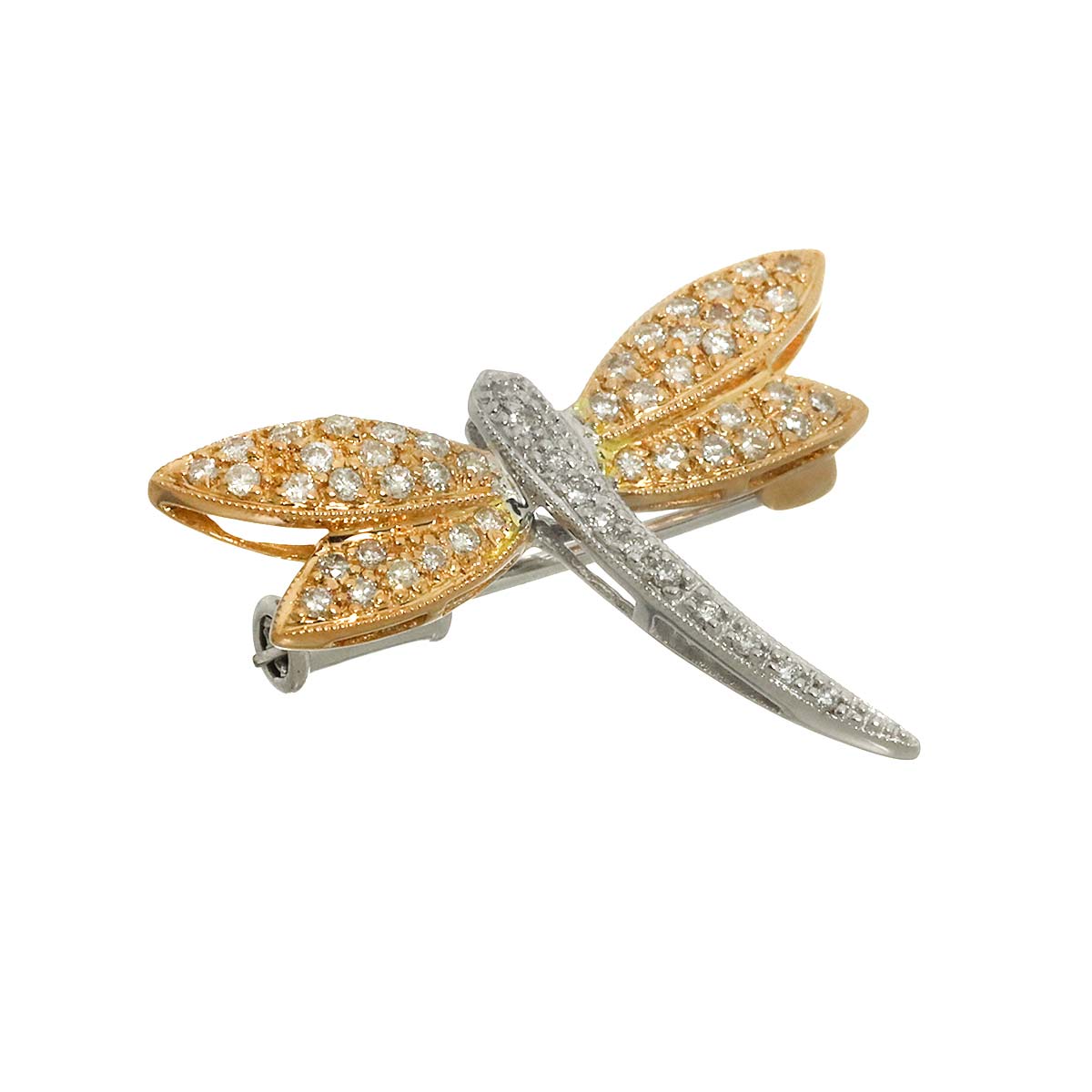 Diamond 0.36ct Brooch Pendant Top 18K PG WG Pink White Gold 750