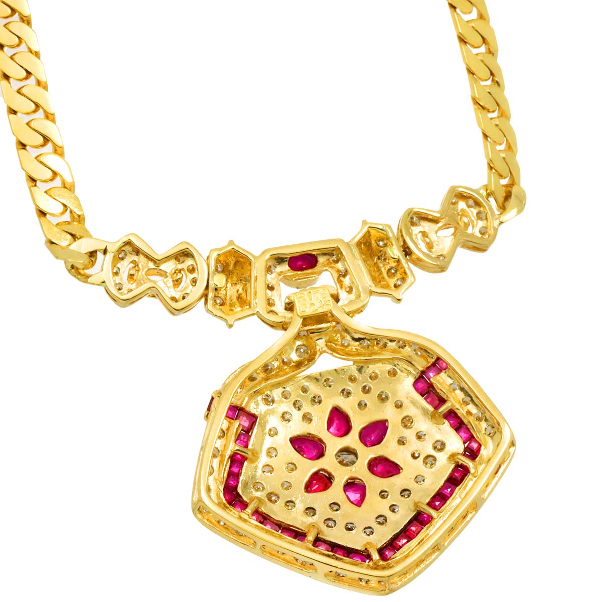 Ruby 1.79ct Diamond 2.45ct Necklace 18K 18K Yellow Gold 750