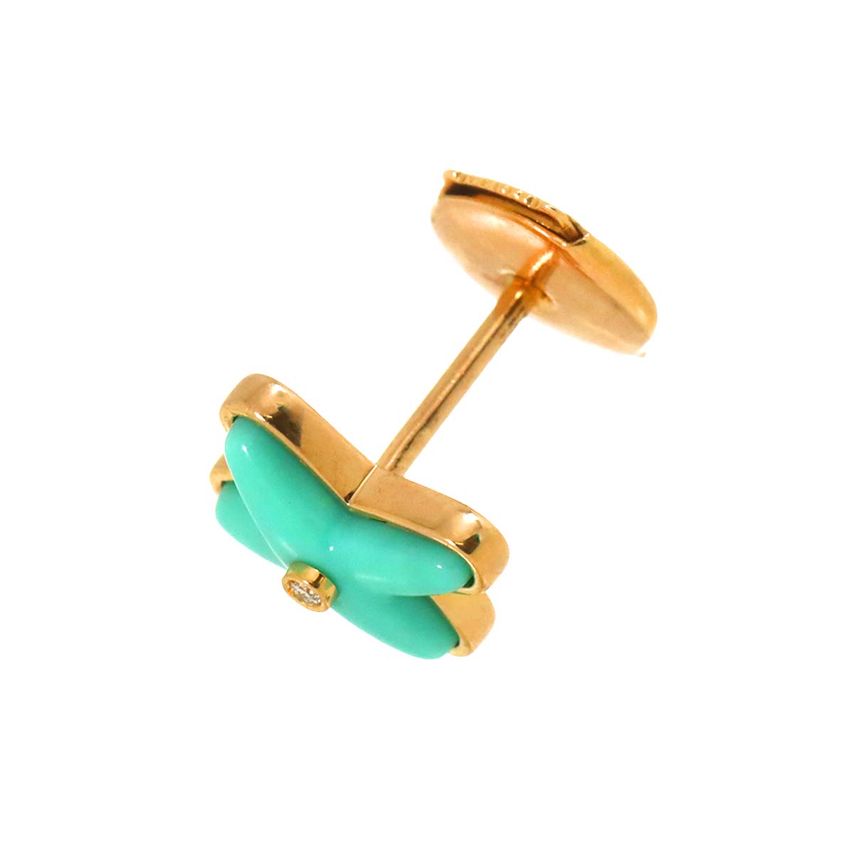 Liens Turquoise Diamond Earring Pierced 18K PG One Piece only