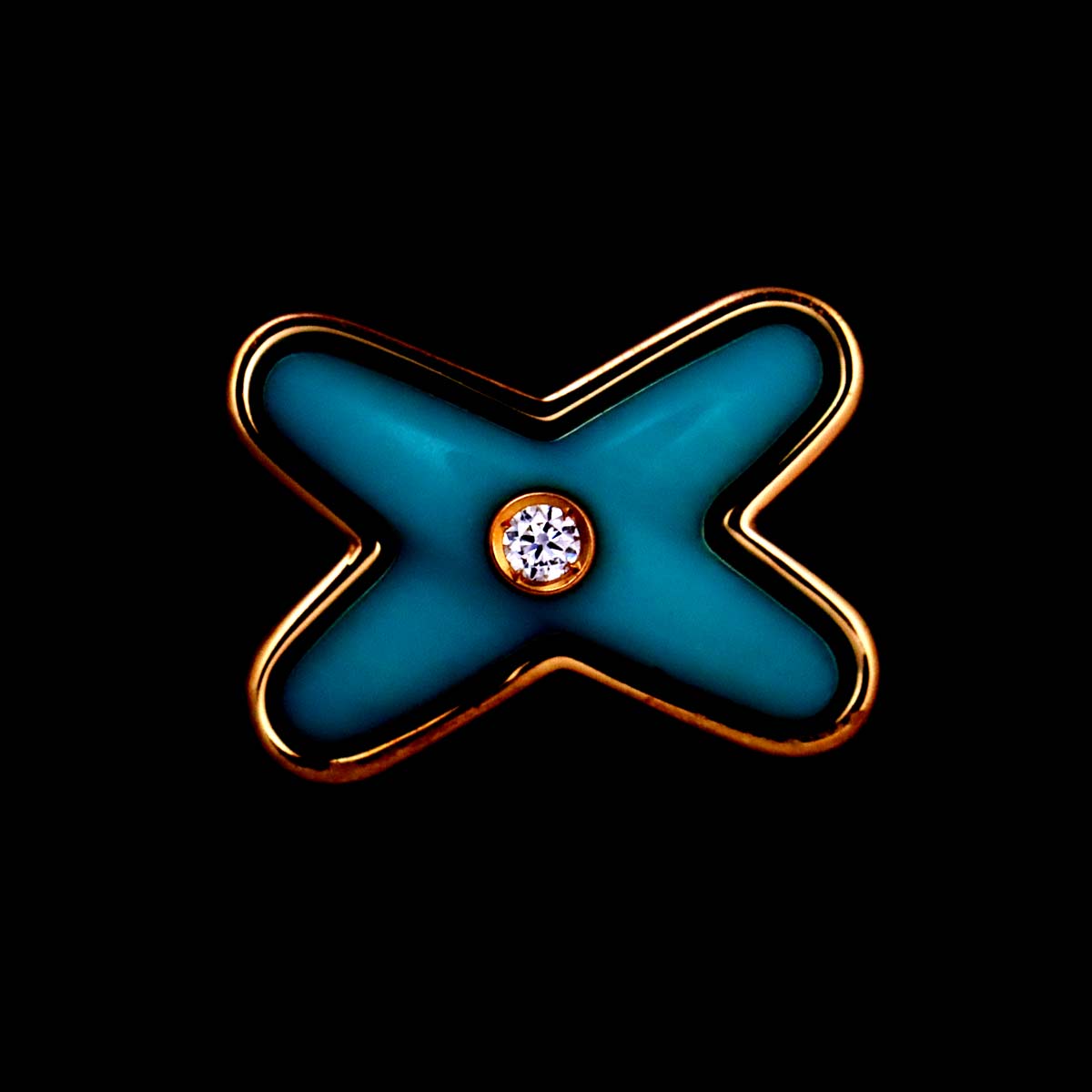 Liens Turquoise Diamond Earring Pierced 18K PG One Piece only