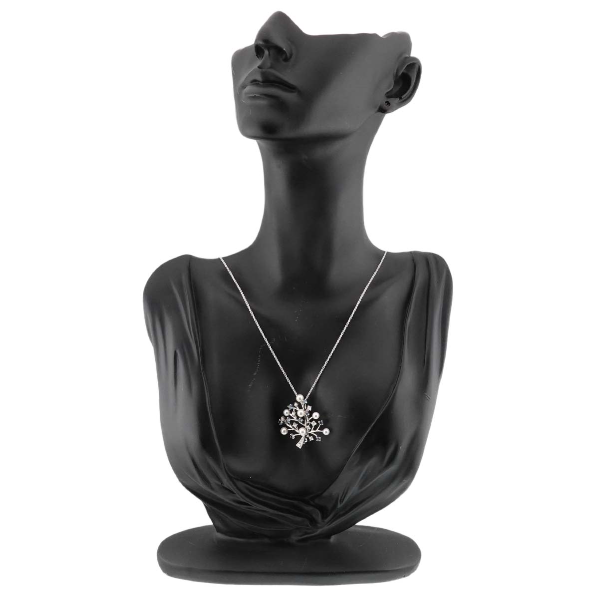 Akoya Pearl Diamond Alexandrite Necklace Brooch 18K WG 750