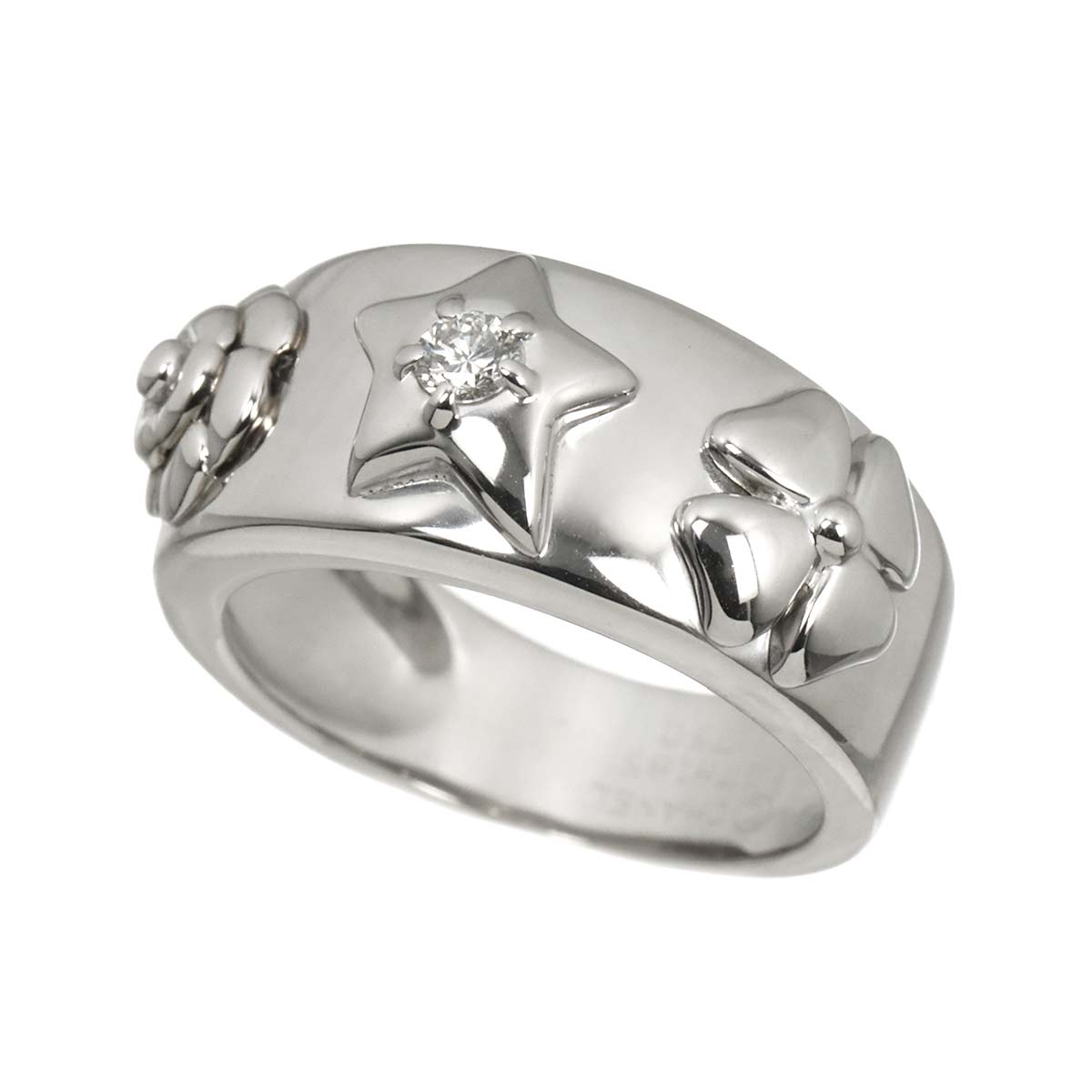 Three Symbols Diamond Ring 18K WG 750 size7.25-7.5(US)