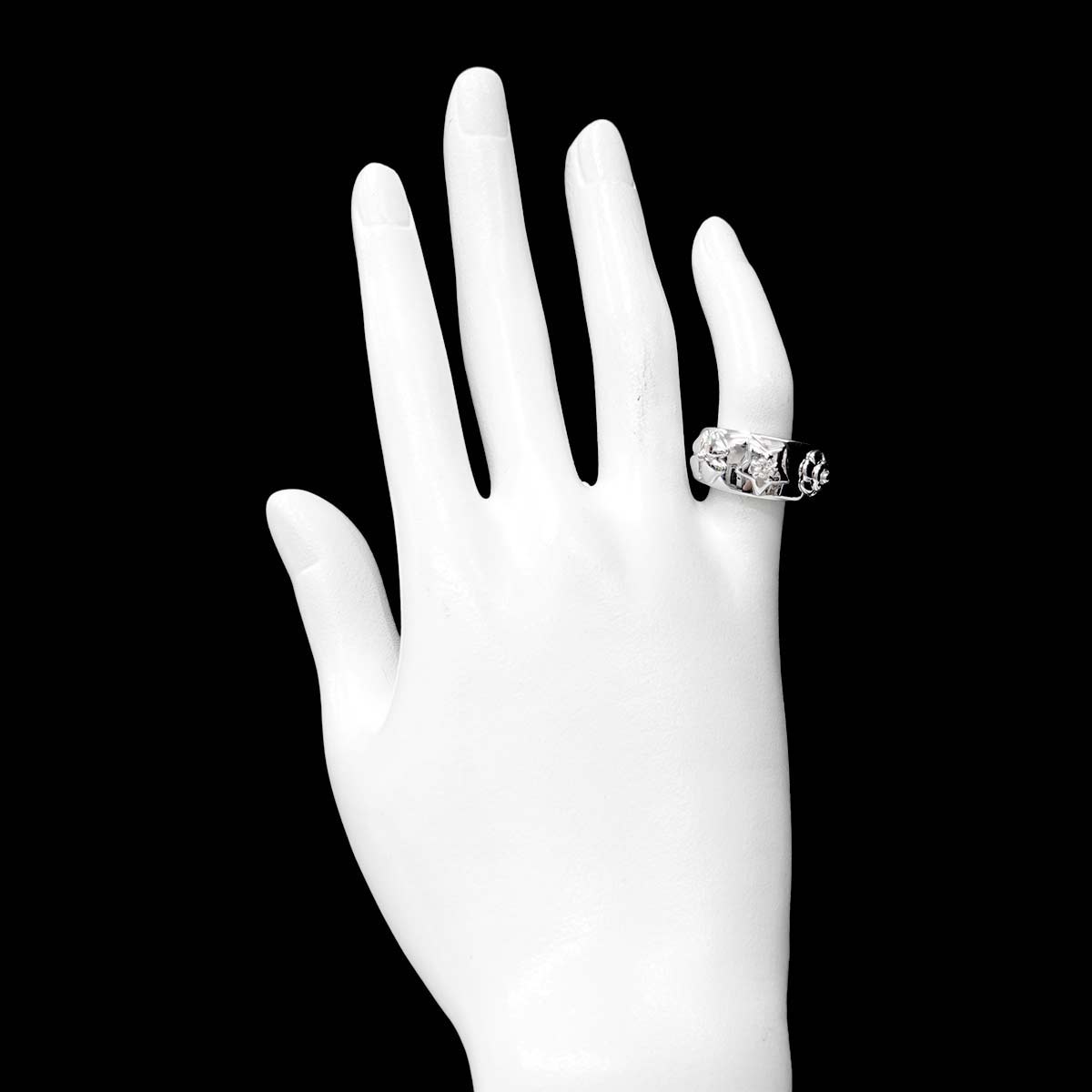 Three Symbols Diamond Ring 18K WG 750 size7.25-7.5(US)