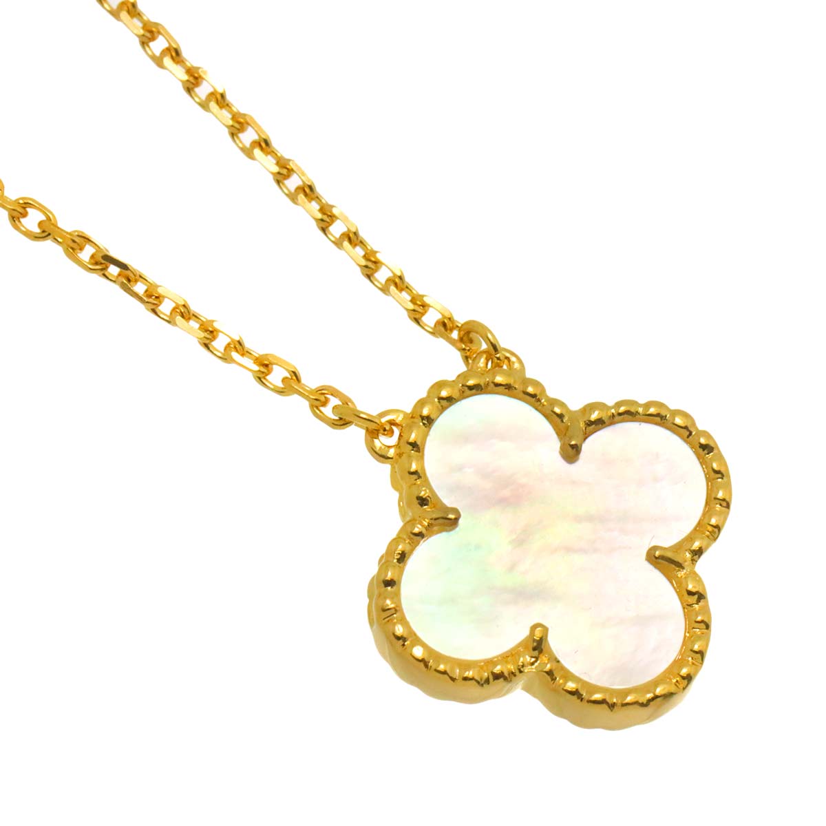 Vintage Alhambra MotherofPearl MOP Necklace 18K YG 750