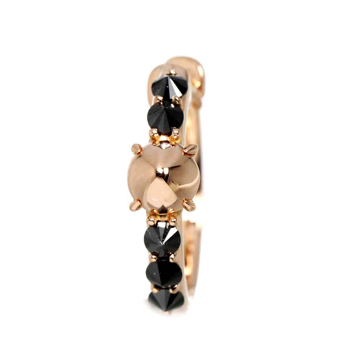 Black Diamond Earring Pierced 18K PG 750 One Piece only