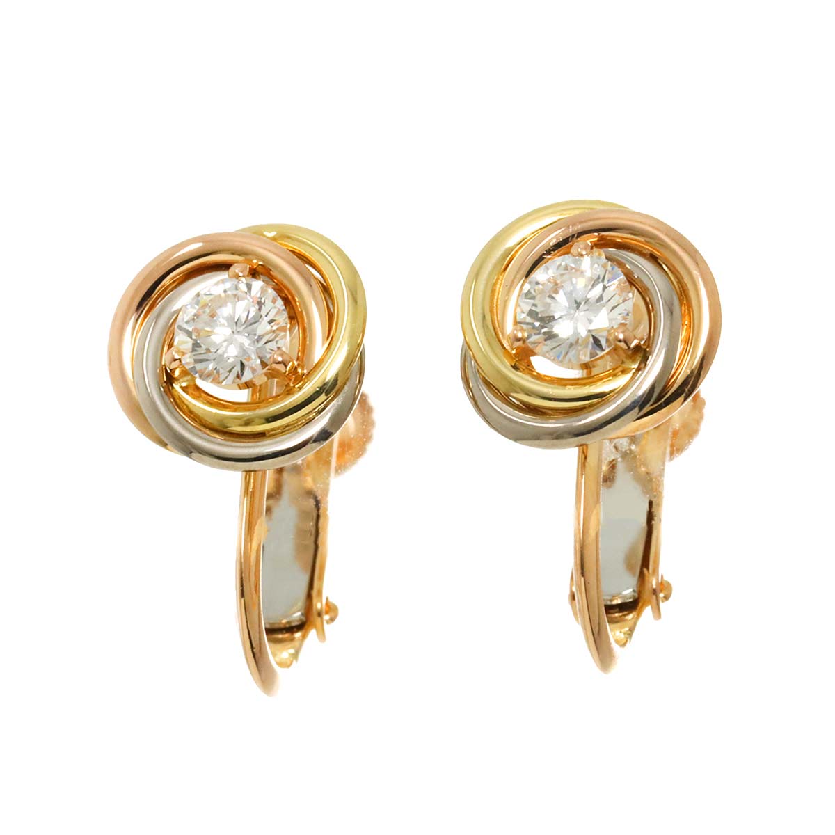 Trinity Diamond Earrings Clip-on 18K YG PG WG 750