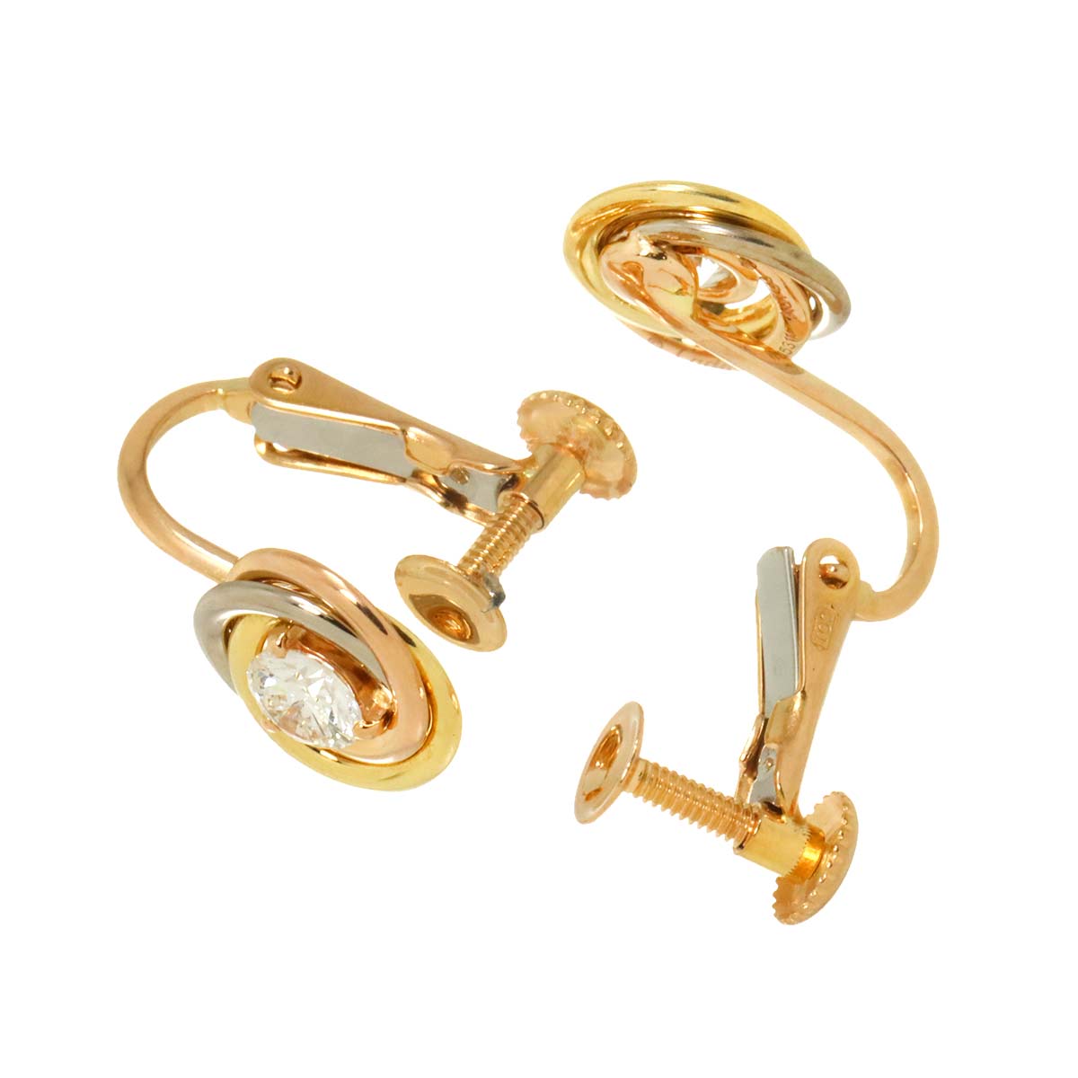 Trinity Diamond Earrings Clip-on 18K YG PG WG 750