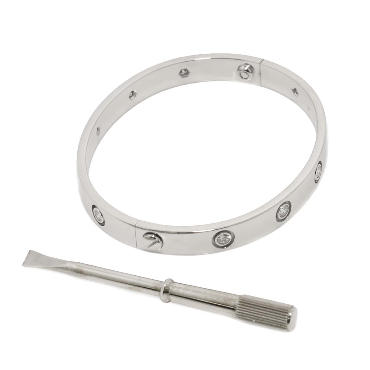 Love Bracelet Diamond 10P Bangle 18K WG 750 Size16