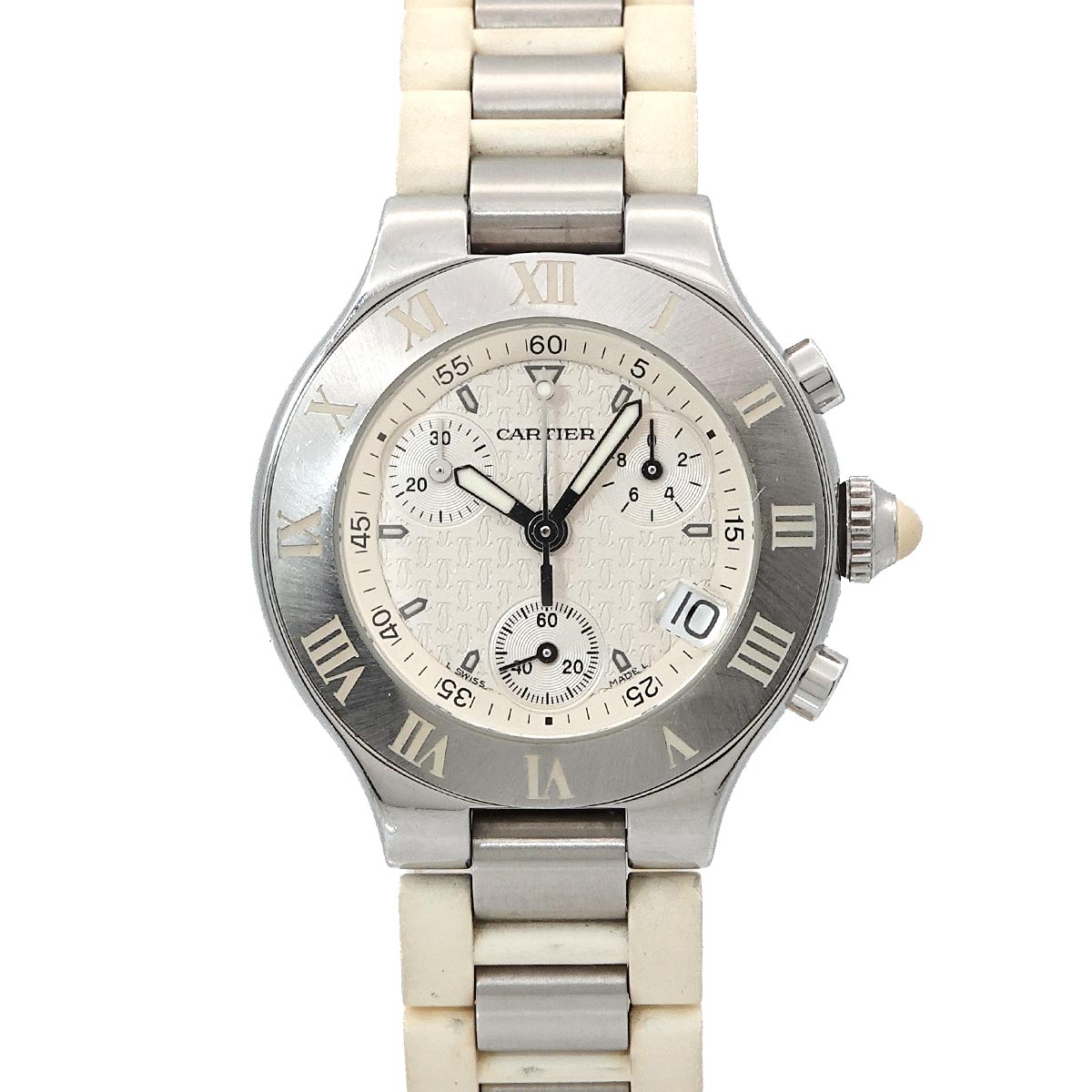 Must 21 Chronoscaph W10197U2 Quartz White Dial Ladies Watch