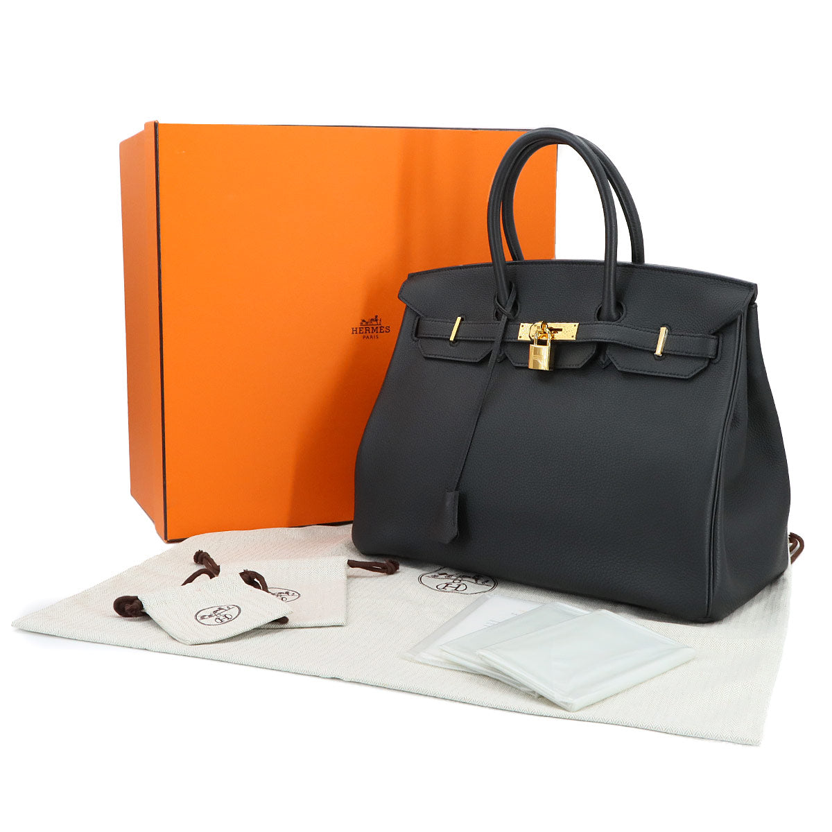 Birkin 35 Hand Bag Togo Leather Plomb Purse