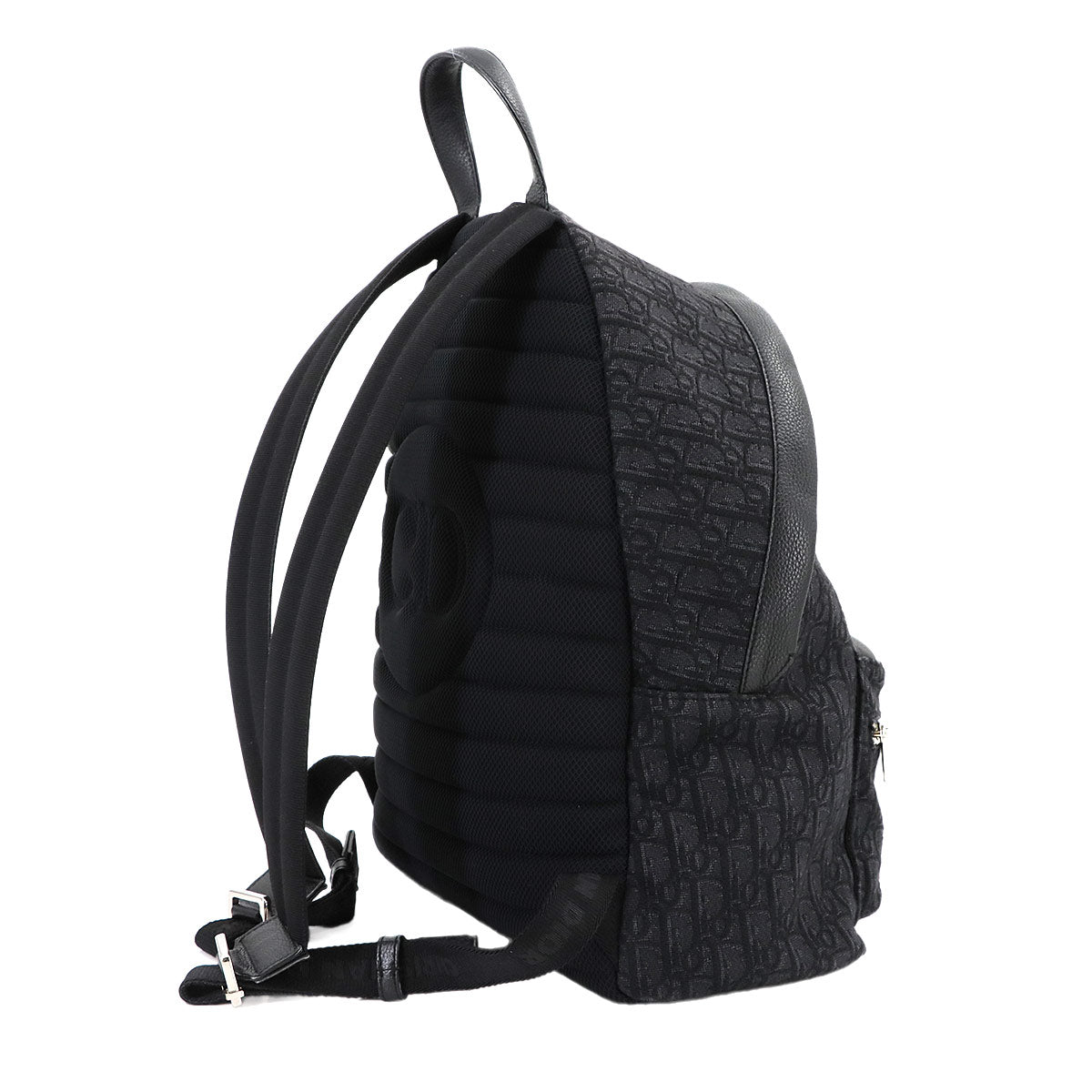 Oblique Rider Backpack Canvas Leather Black Purse