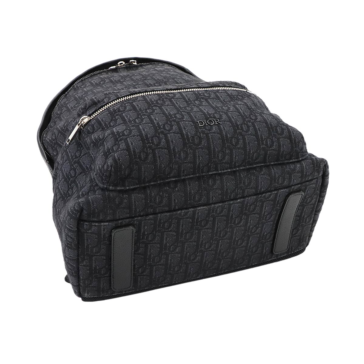 Oblique Rider Backpack Canvas Leather Black Purse