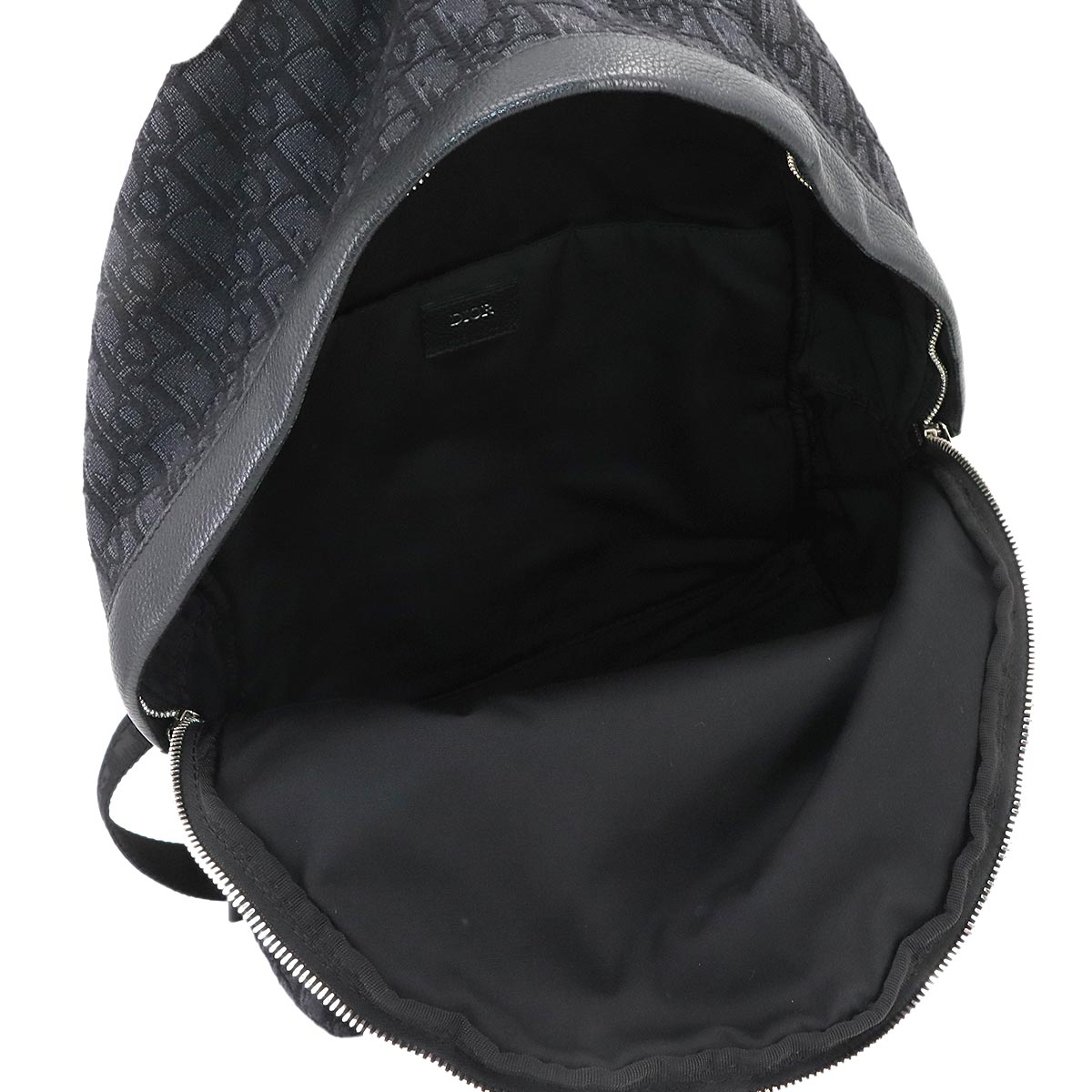 Oblique Rider Backpack Canvas Leather Black Purse