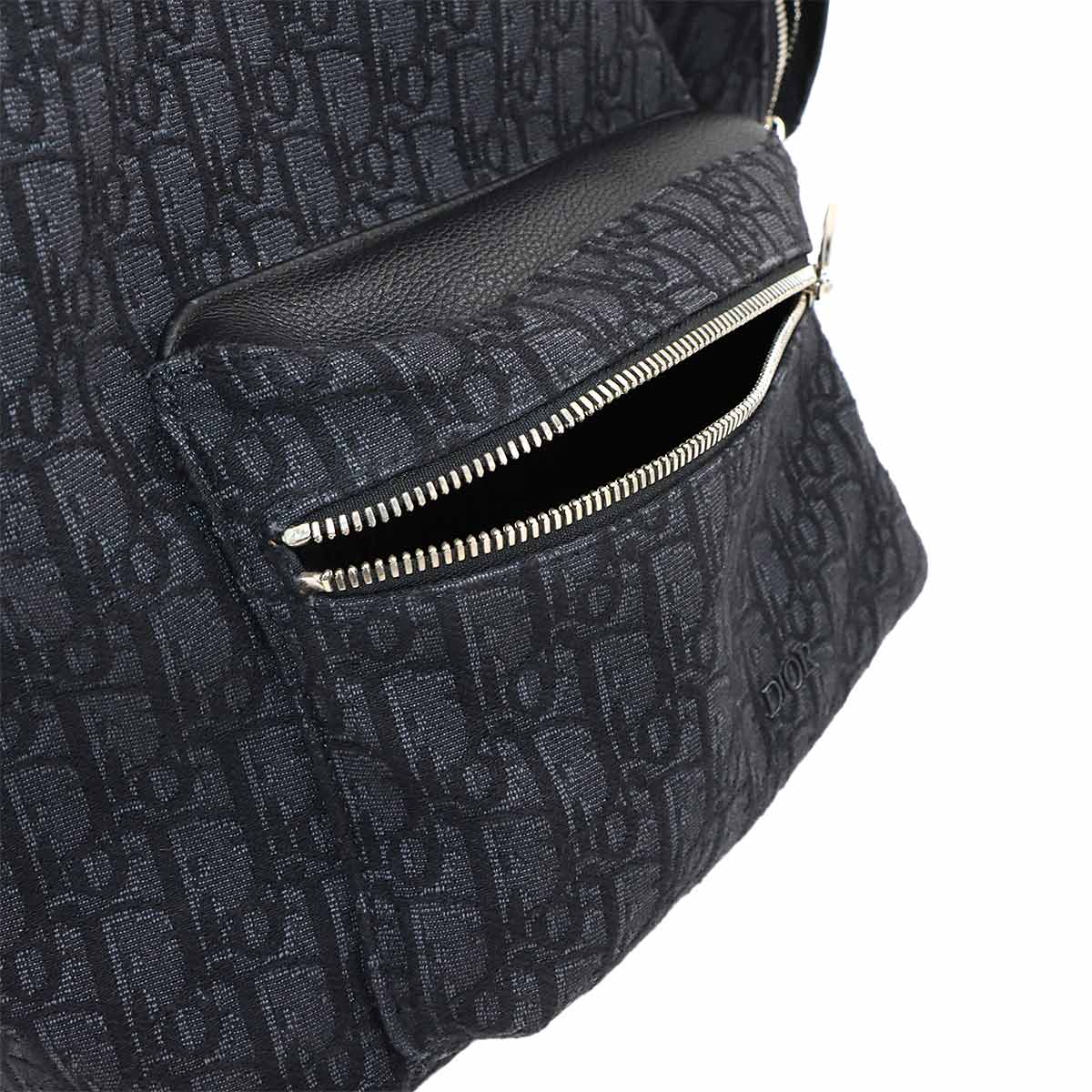 Oblique Rider Backpack Canvas Leather Black Purse