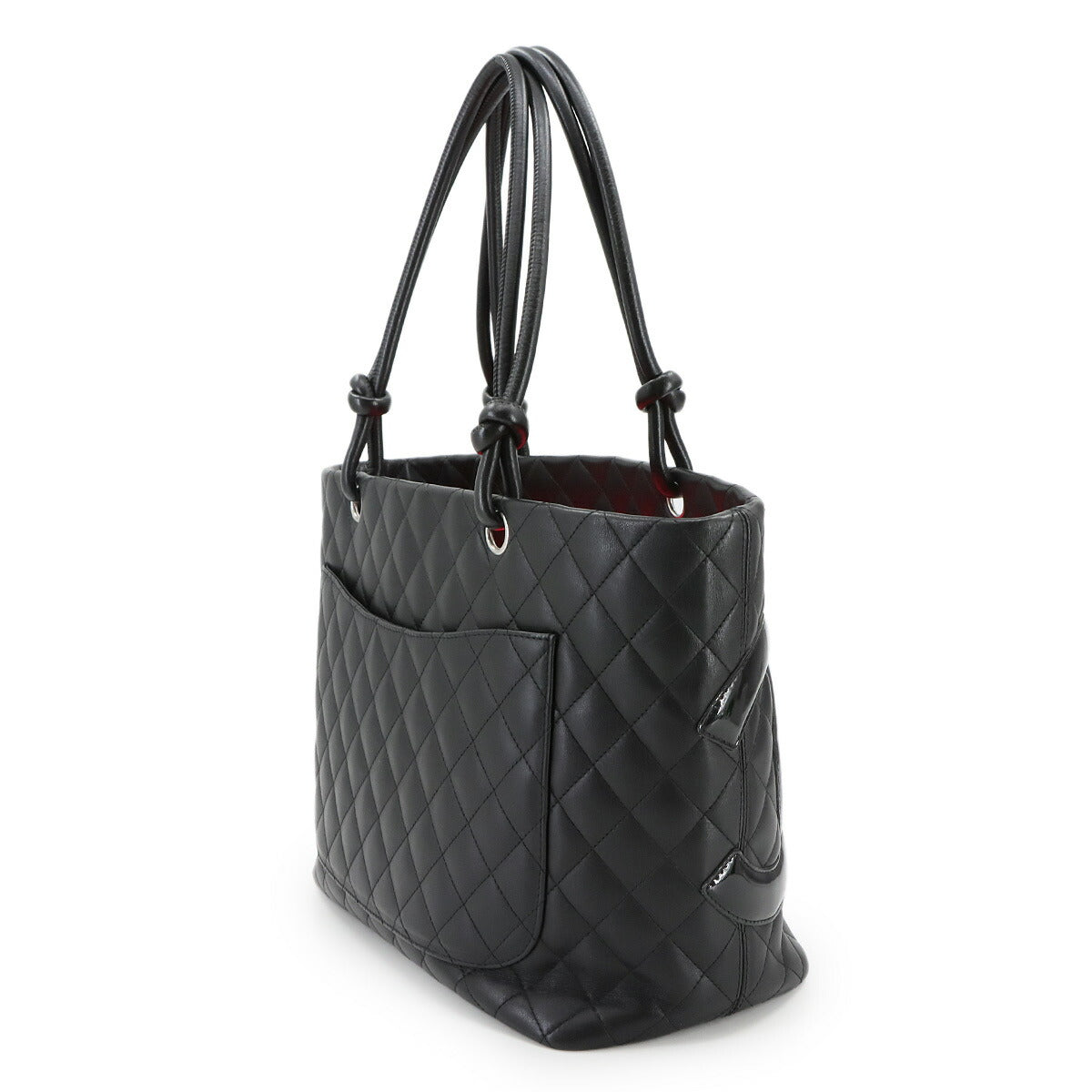 Cambon Line Large Tote Bag Leather Enamel Black A25169 Purse