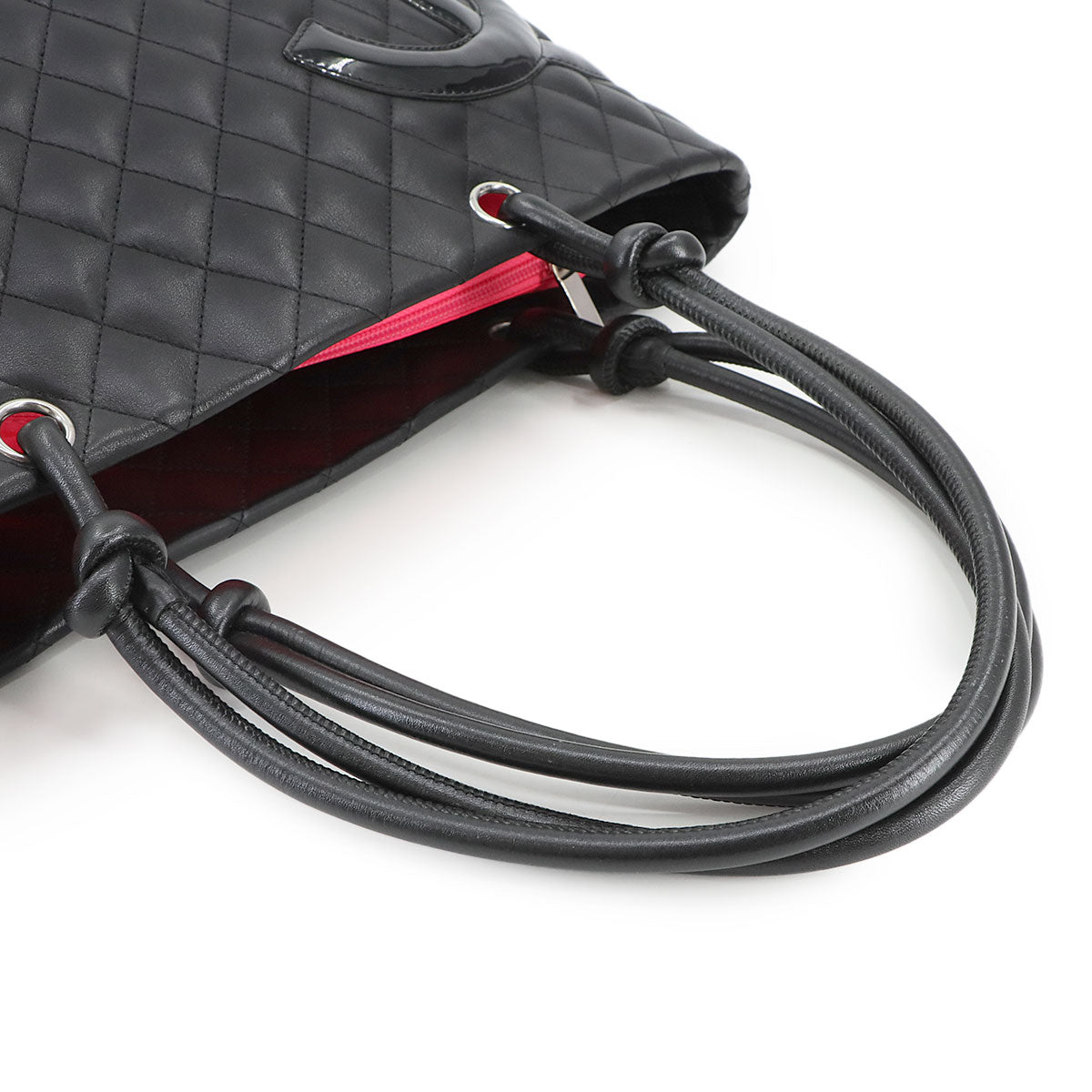 Cambon Line Large Tote Bag Leather Enamel Black A25169 Purse