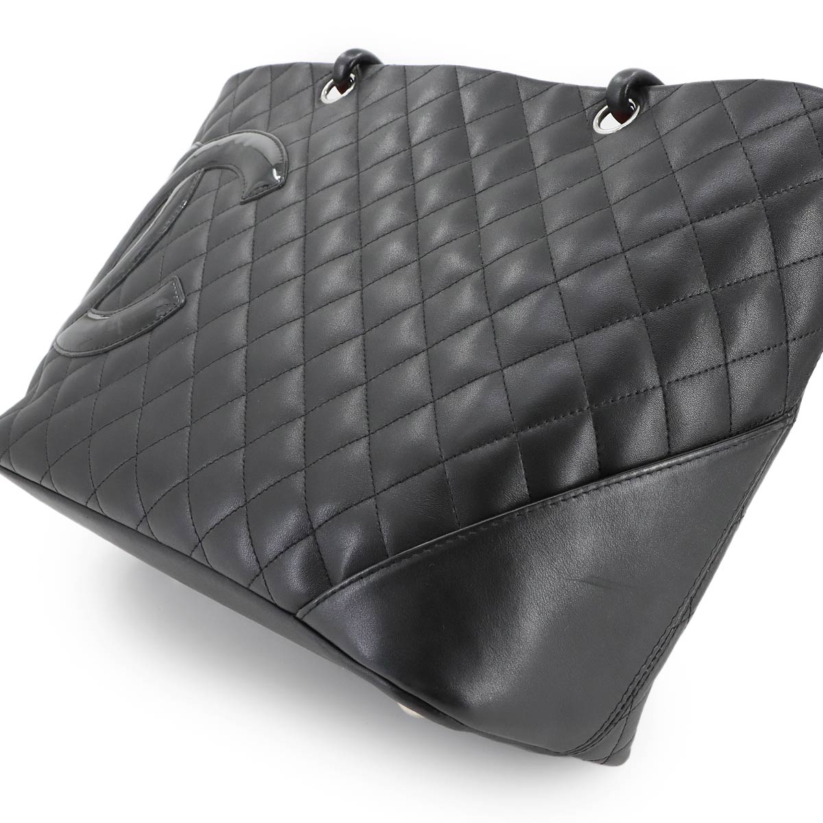 Cambon Line Large Tote Bag Leather Enamel Black A25169 Purse