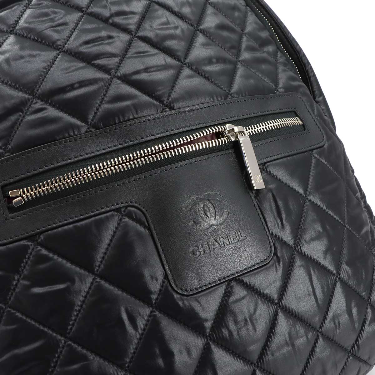 Coco Cocoon Back Pack Nylon Leather Black A92559 Purse