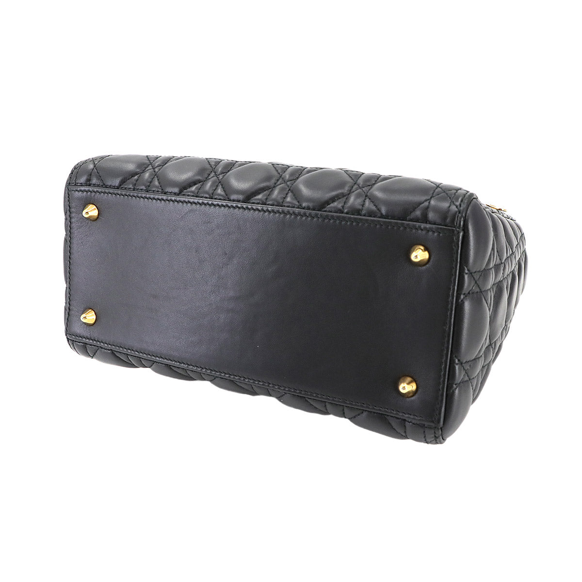 Lady Dior Medium Hand Shoulder Bag Leather Black Purse