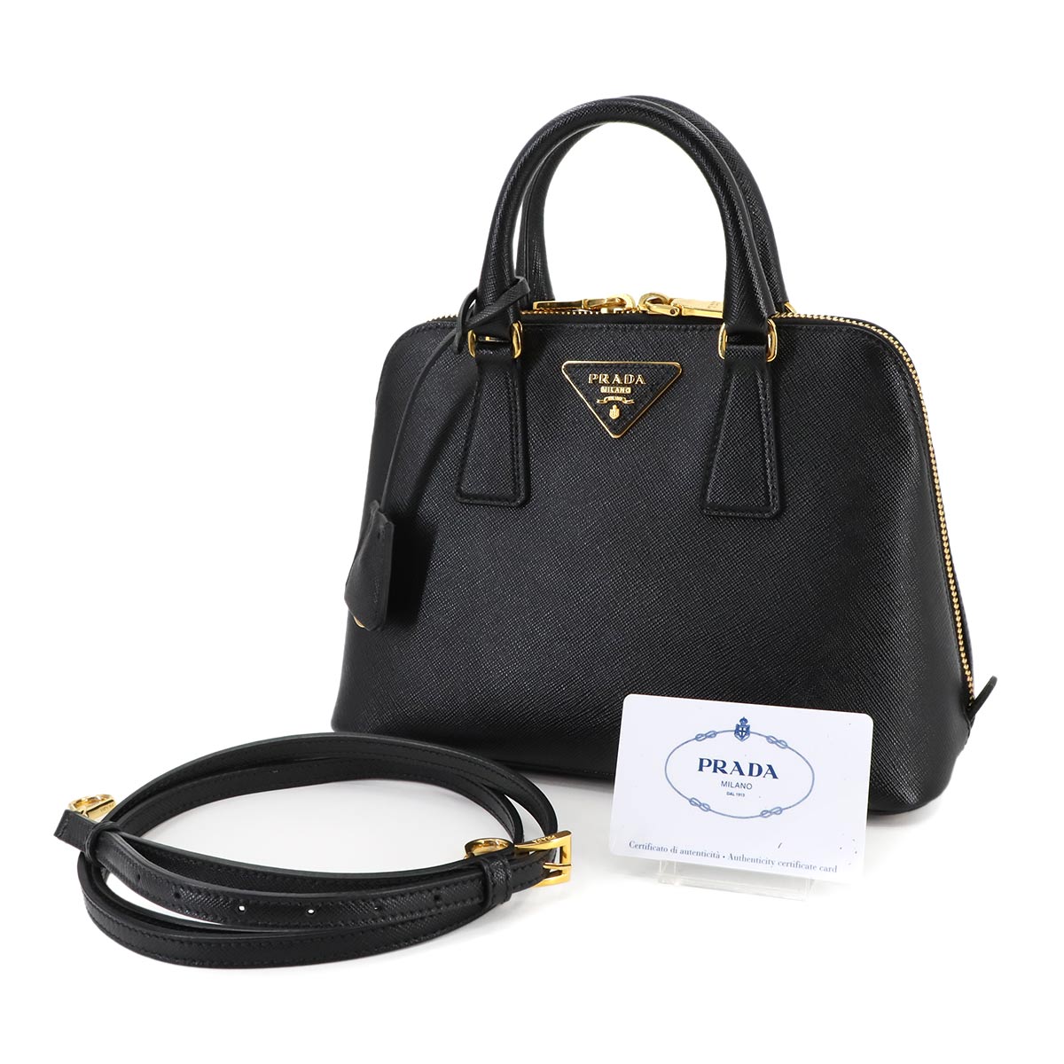 2way Hand Shoulder Bag Saffiano Leather Black BL0838 Purse