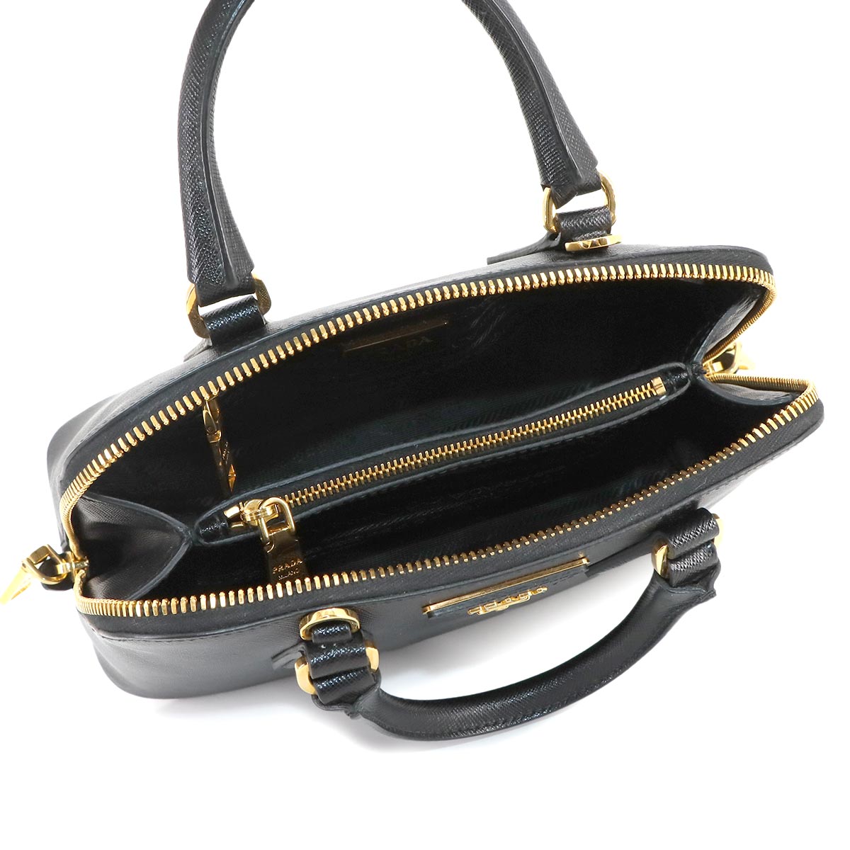 2way Hand Shoulder Bag Saffiano Leather Black BL0838 Purse